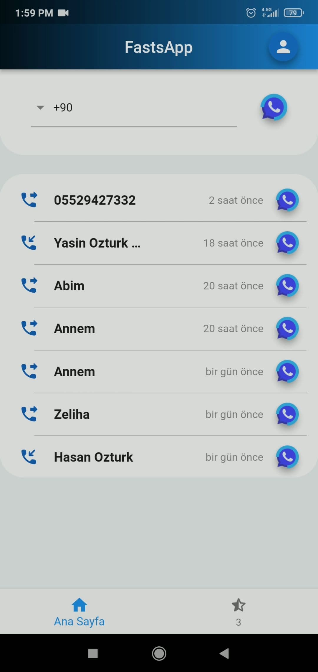 FastsApp / Çağrı Geçmişi