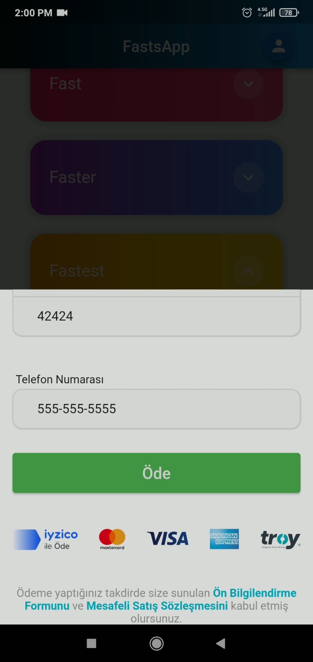 FastsApp / Ödeme 2